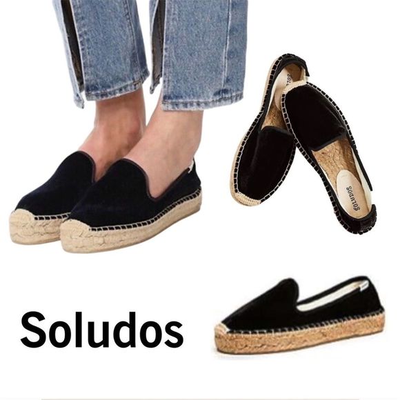 Soludos Velvet Platform Smoking Espadrille Slipper Loafers - Picture 13 of 17
